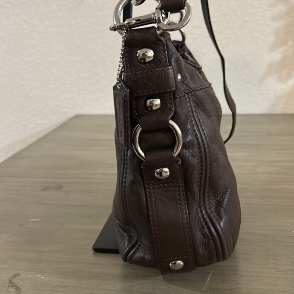 Coach Large Zoe Hobo F14707 Brown/ Silver Leather Shoulder Bag - Picture 3 of 10